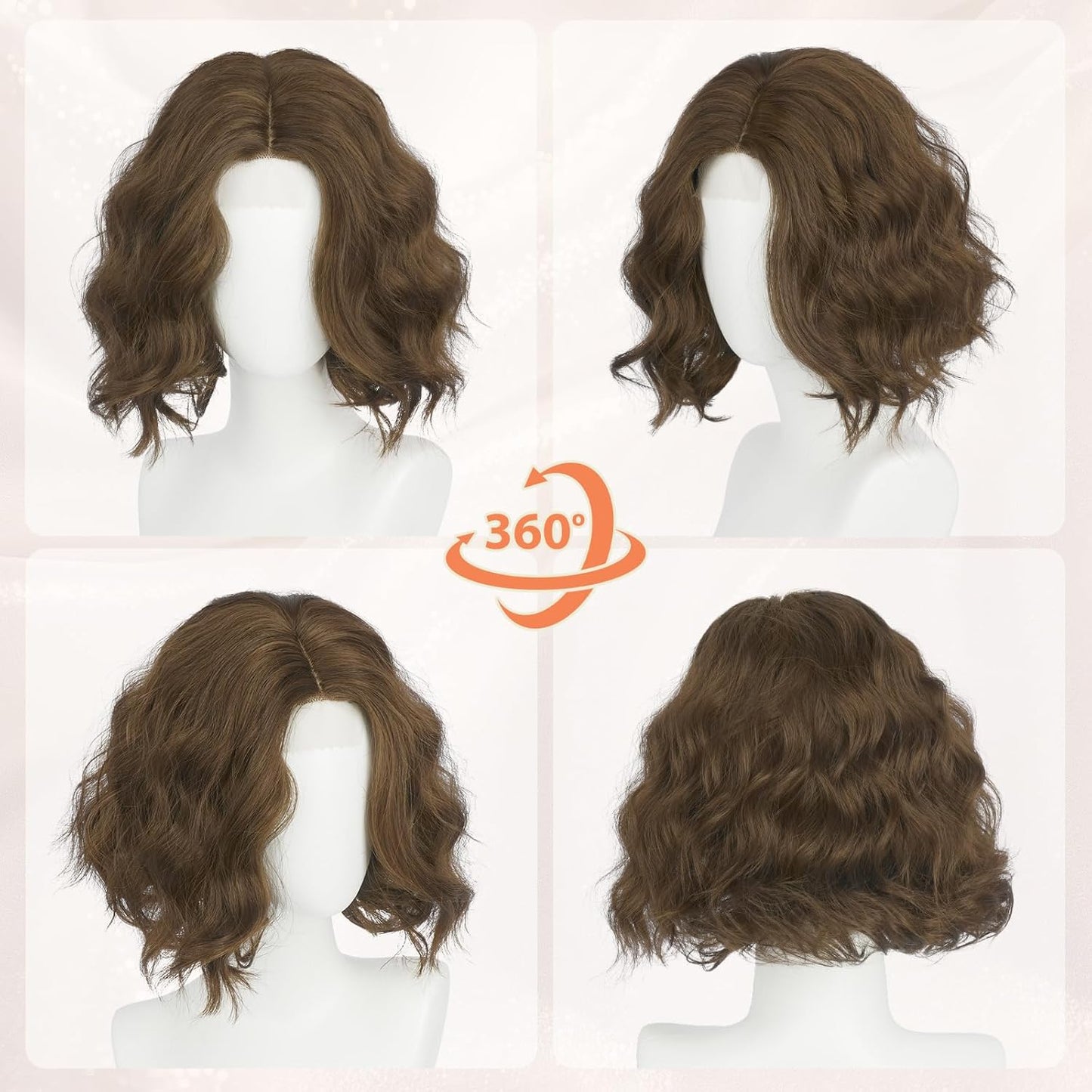 Blonde Bob Wig for Women - Lace Front Short Soft Wavy Curly Synthetic Hair | 11 Inch Natural Look