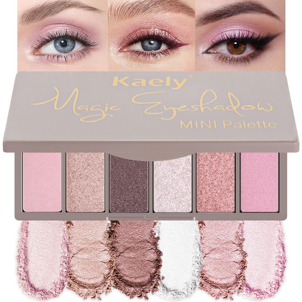 Eye Shadow Palette for Older Women - 6 Colors, High Pigment, Mini Travel Size | Green Eyes, Nude Pink, Rose Gold