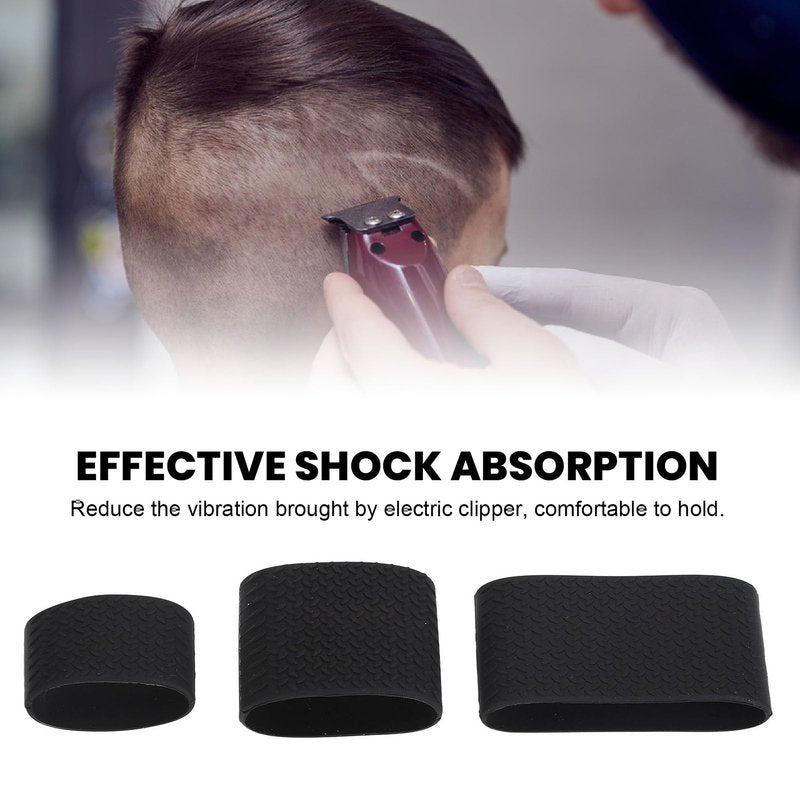 3pcs Heat Silicone Clipper Bands, Anti Slip Shock Absorbing Universal Clipper Trimmer Grips Sleeve for Professional Barber Shop, Beautiful and Comfortable