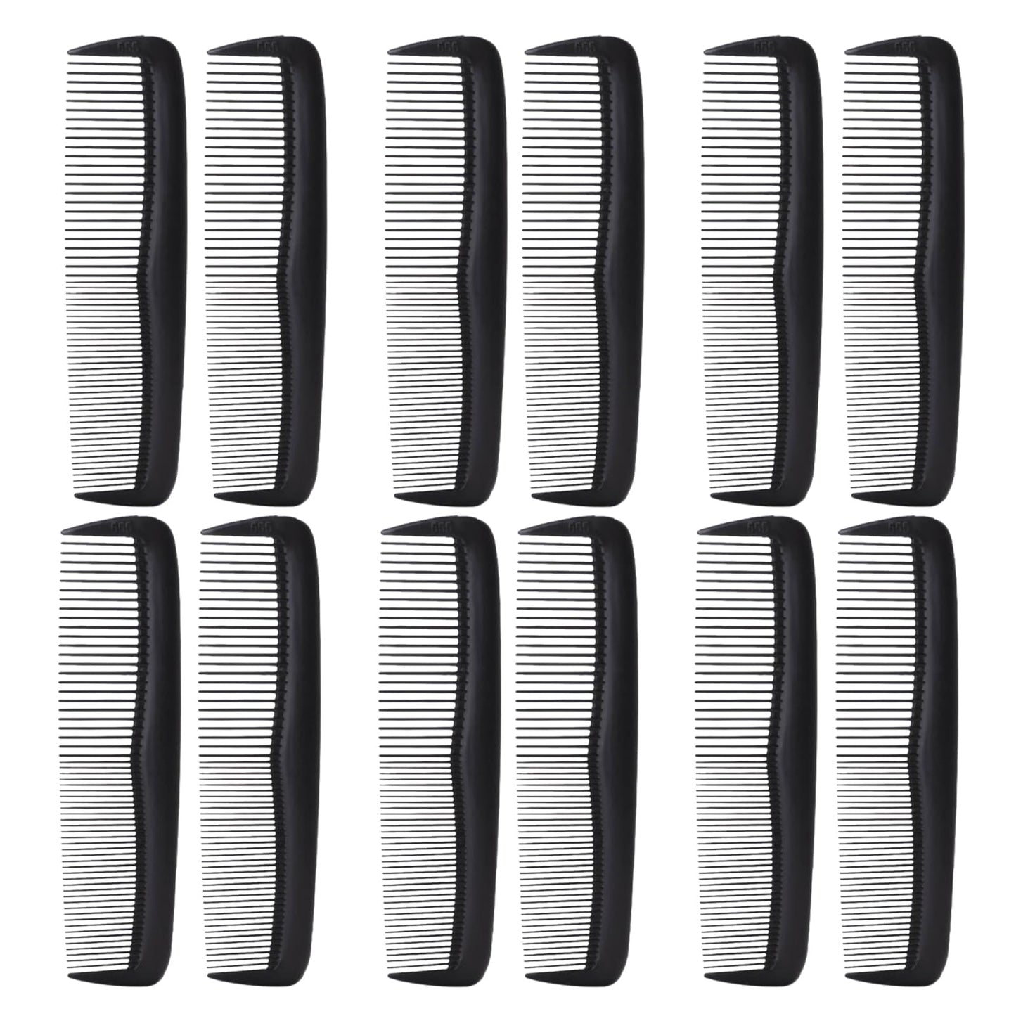 12 Pcs Hair Comb Set Portable Pocket Plastic Fine-Tooth Dressing Combs for Women and Men Durable Break-Resistant Salon Styling Tools - Black