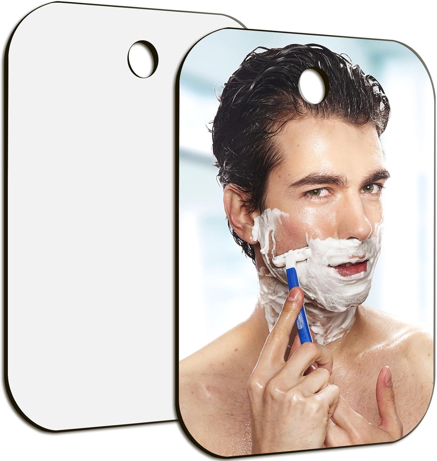 Medium Fogless Shaving Mirror - 2 Pack Shatterproof Wall & Handheld Design | 6x8 Inch for Travel & Camping