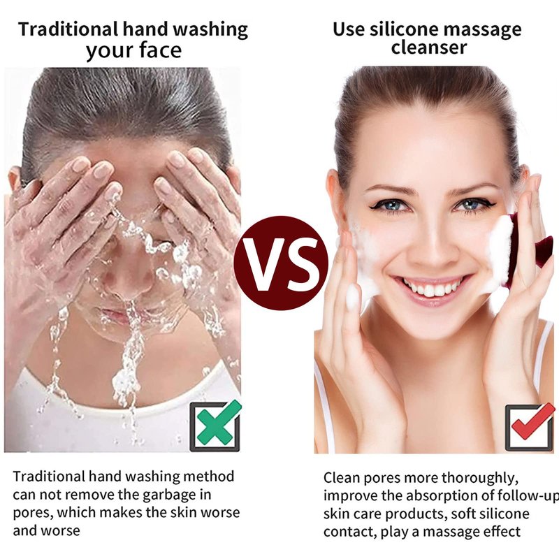 Silicone Face Scrubber for Men Facial Cleansing Brush Silicone Face Wash Brush Manual Waterproof Cleansing Skin Care Face Brushes for Cleansing and Exfoliating (red)