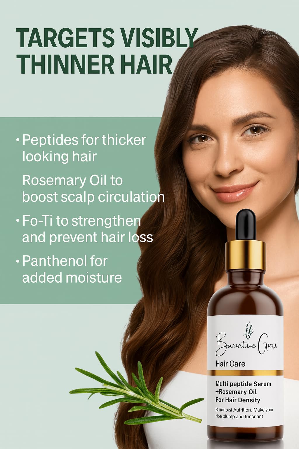 Bariatric Guru Hair Growth Serum with Multi-Peptides, Rosemary Oil, Biotin, Fo-Ti & Ginger – Nourishing Scalp Oil for Thinning Hair, Supports Thickness & Fullness for Women & Men, 50ML