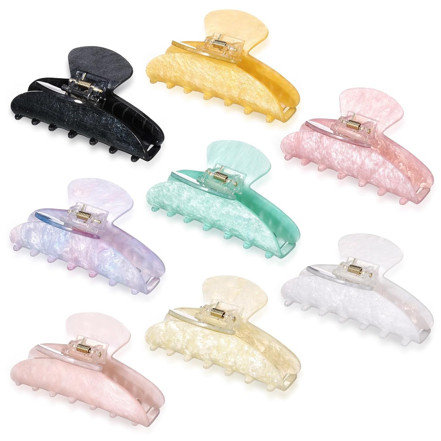 Large Acrylic Hair Claw Clips for Women - 8 Pcs Non-Slip Strong Hold | French Turquoise Color