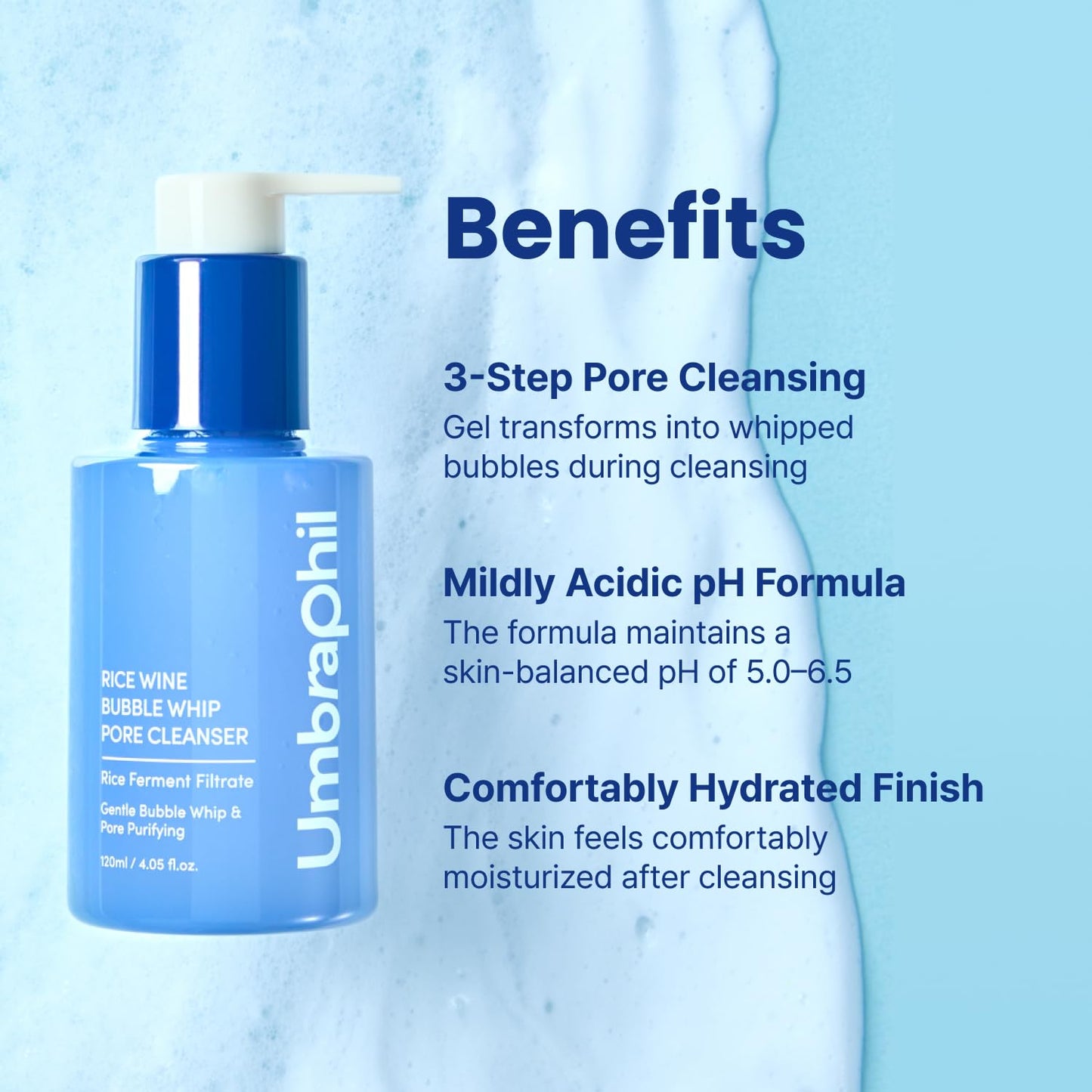 Rice Wine Bubble Whip Facial Cleanser - Gentle Daily Face Wash for Sensitive Skin | Deep Pore Cleansing Foam (4.05 Fl Oz)