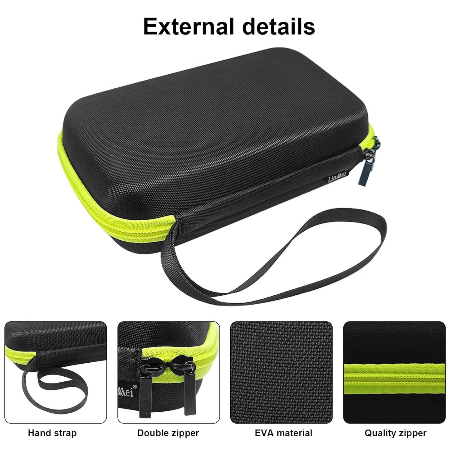 LinMei Hard Travel Case for Electric Trimmers & Shavers - Protective Organizer Compatible with QP27XX, QP28XX and QP6XXX - EVA Shell with Accessory Pocket - Black (Case Only)