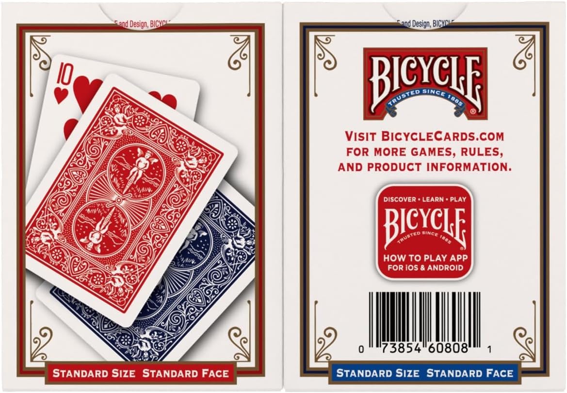 Standard Playing Cards - Classic Poker Size Deck (2 Pack) | Red & Blue for Family Game Night & Card Games