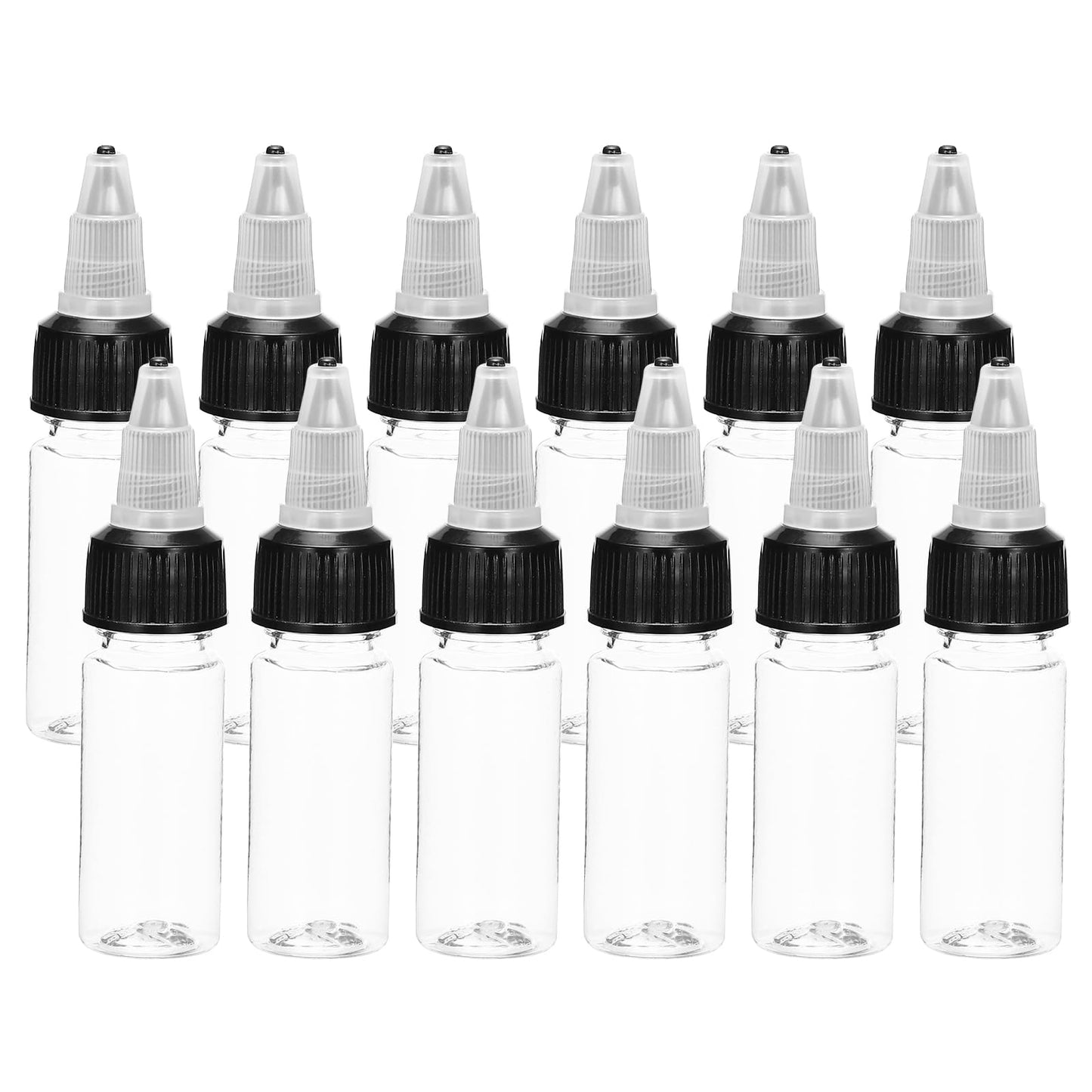 MECCANIXITY 12Pcs 0.5oz/15ml Squeeze Bottles, Clear Dispensing Bottles with Twist Cap Lids, Plastic Squirt Bottle for Ketchup, Mustard,and Crafts