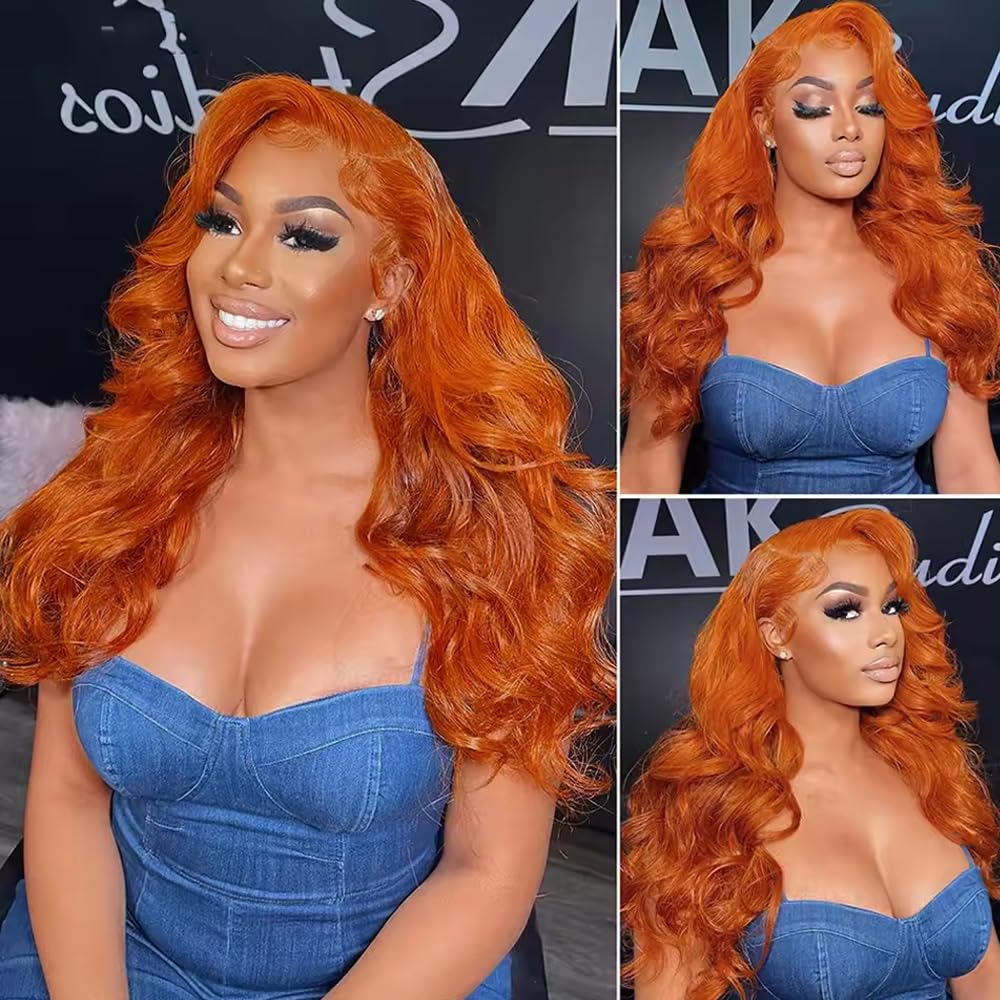 Color 350 Bundles Human Hair Ginger Body Wave Bundles 14 16 18 inch Unprocessed Peruvian Virgin Hair 3 Bundle 50g 350 Orange Body Wave Bundle