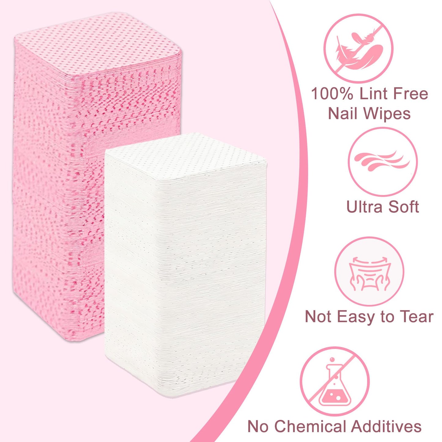 720Pcs Lint Free Nail Wipes, Nail Supplies Nail Polish Remover Wipes, No lint Naile Glue Wipes Pads Gel Nail Super Absorbent Soft Non-Woven, for Fingernail Polish Remover Eyelash Extensions Nail Art