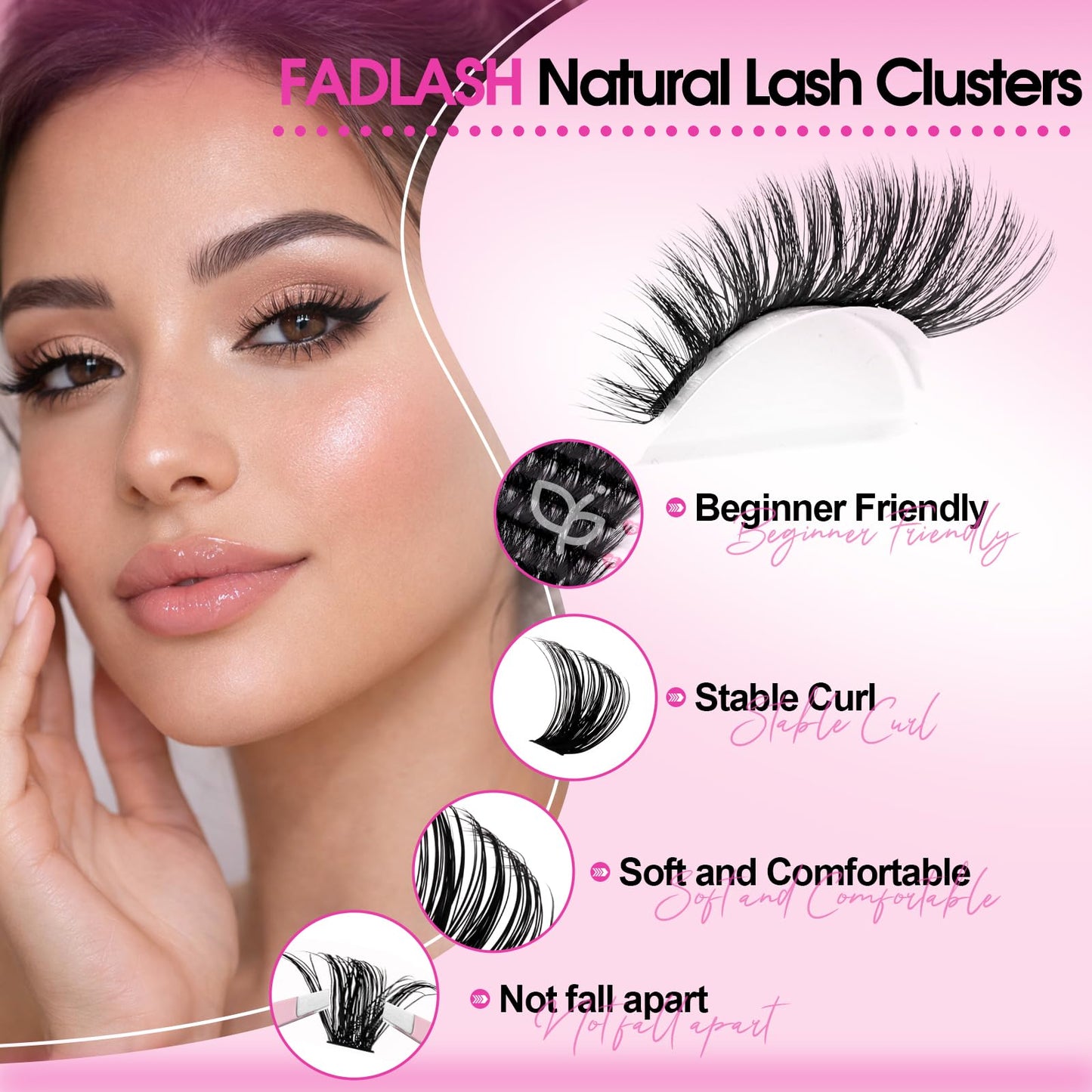 FADLASH Eyelash Clusters 80D+100D Lash Clusters D Curl 496PCS Individual Lashes DIY Lash Extensions 12-18mm Cluster Eyelash Extensions at Home