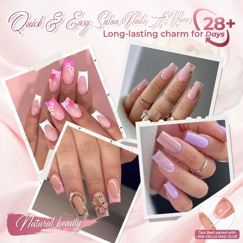 Medium Square Gel Nail Tips - Half Matte 312pcs Full Cover Acrylic Nails for DIY Art | 12 Sizes Available
