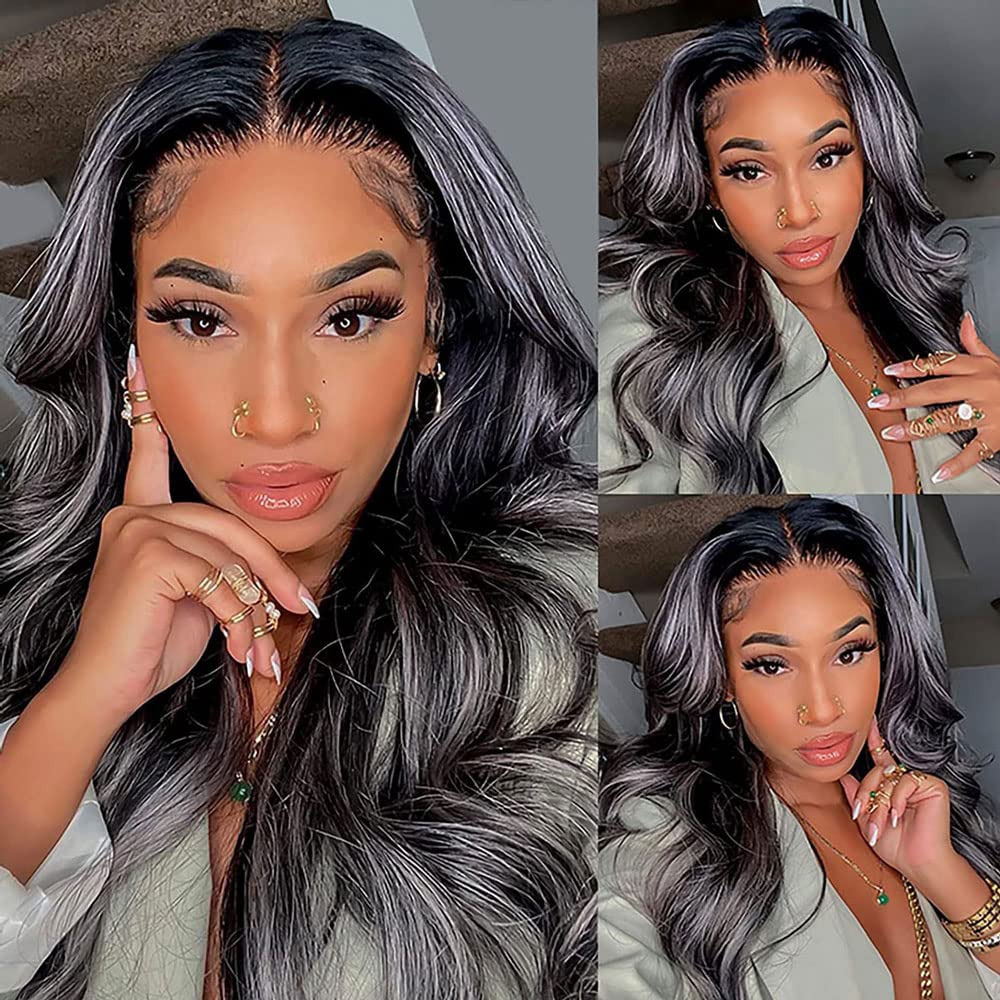 HeioWuio P4/Grey Body Wave Hair Bundles Brazilian Remy Extensions Ombre Tow Tone Weaves Real Unprocessed Virgin Hair Brown And Grey 28 Inch