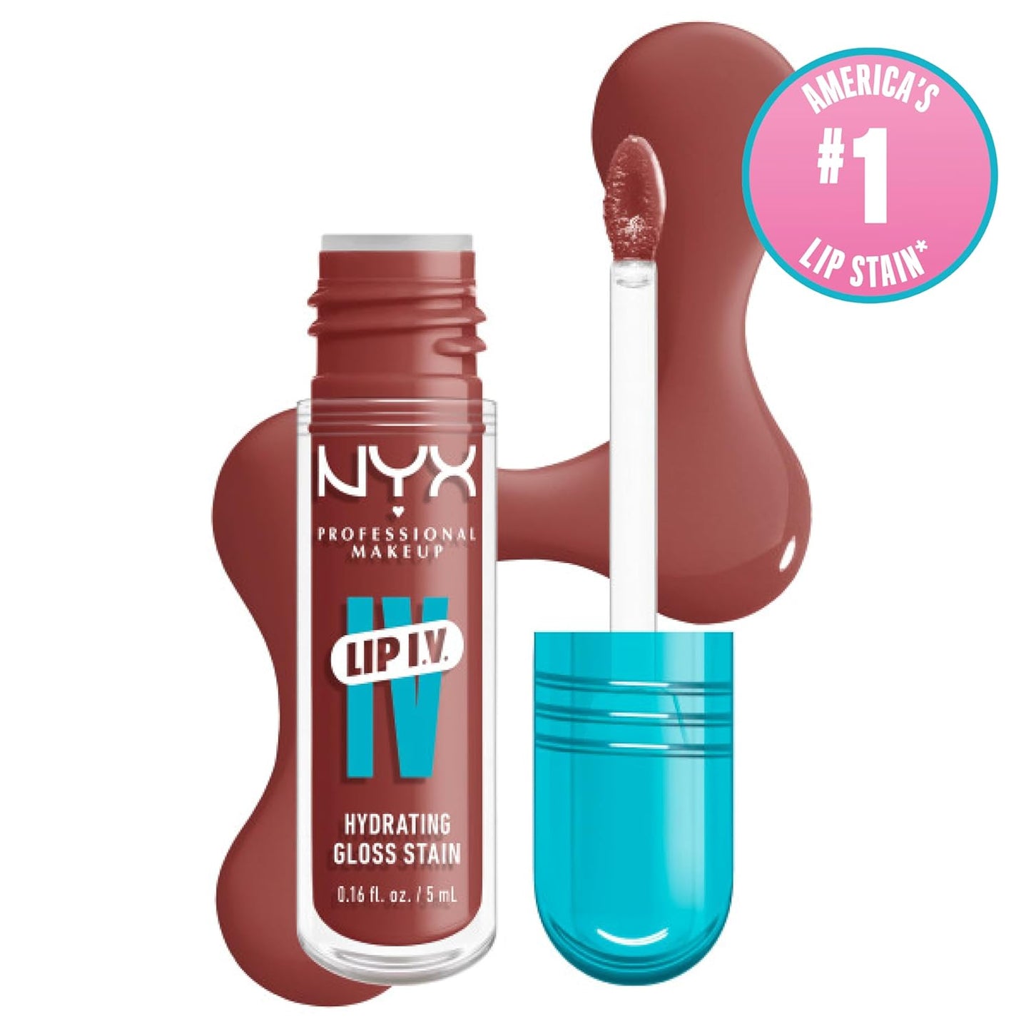 NYX Lip IV Hydrating Glossy Lip Stain | Long-Lasting Vegan Formula with 12 HR Hydration - Hydra Honey (Brown)