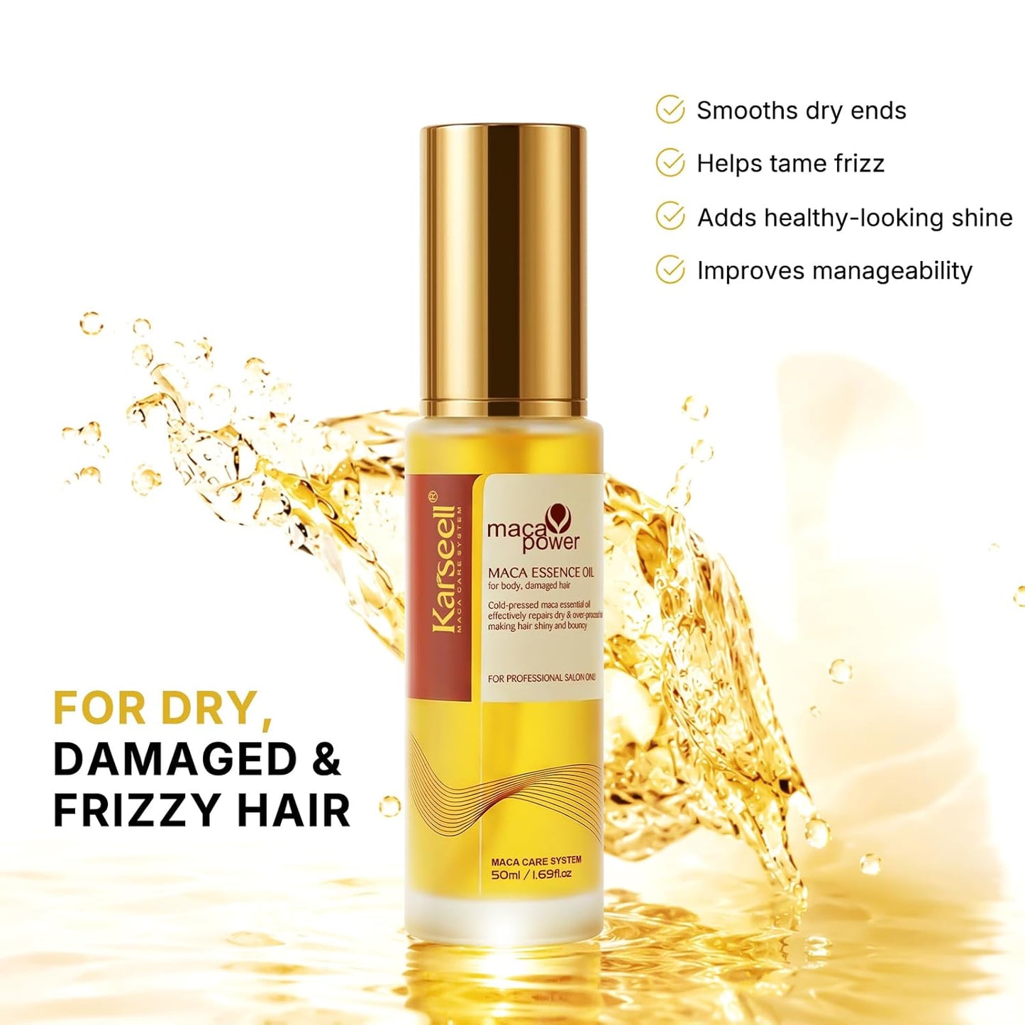 Karseell Moroccan Argan Oil - Cold Pressed Hair Serum for Dry, Damaged Hair | 50ml