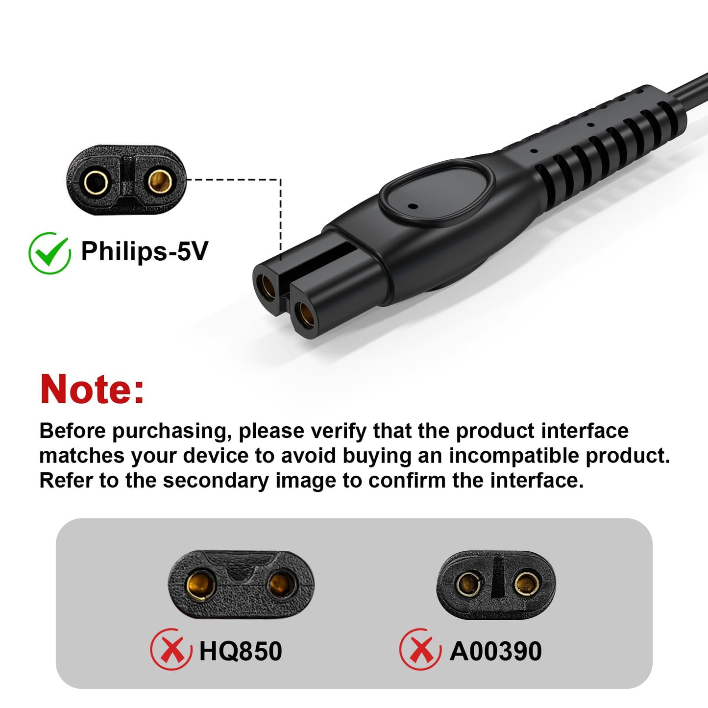 Asobilor 3.3FT 5V USB Replacement Charging Cord for Philips Norelco OneBlade, Compatible with QP2724 QP2834 QP1924 MG7910 MG9510, Fits Philips Electric Trimmers & Shavers