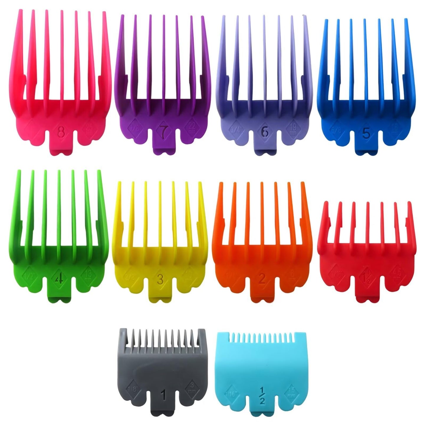 WELURE 10Pcs Hair Clipper Guards Cutting Combs for TPOB Slime2 - Multiple Colors