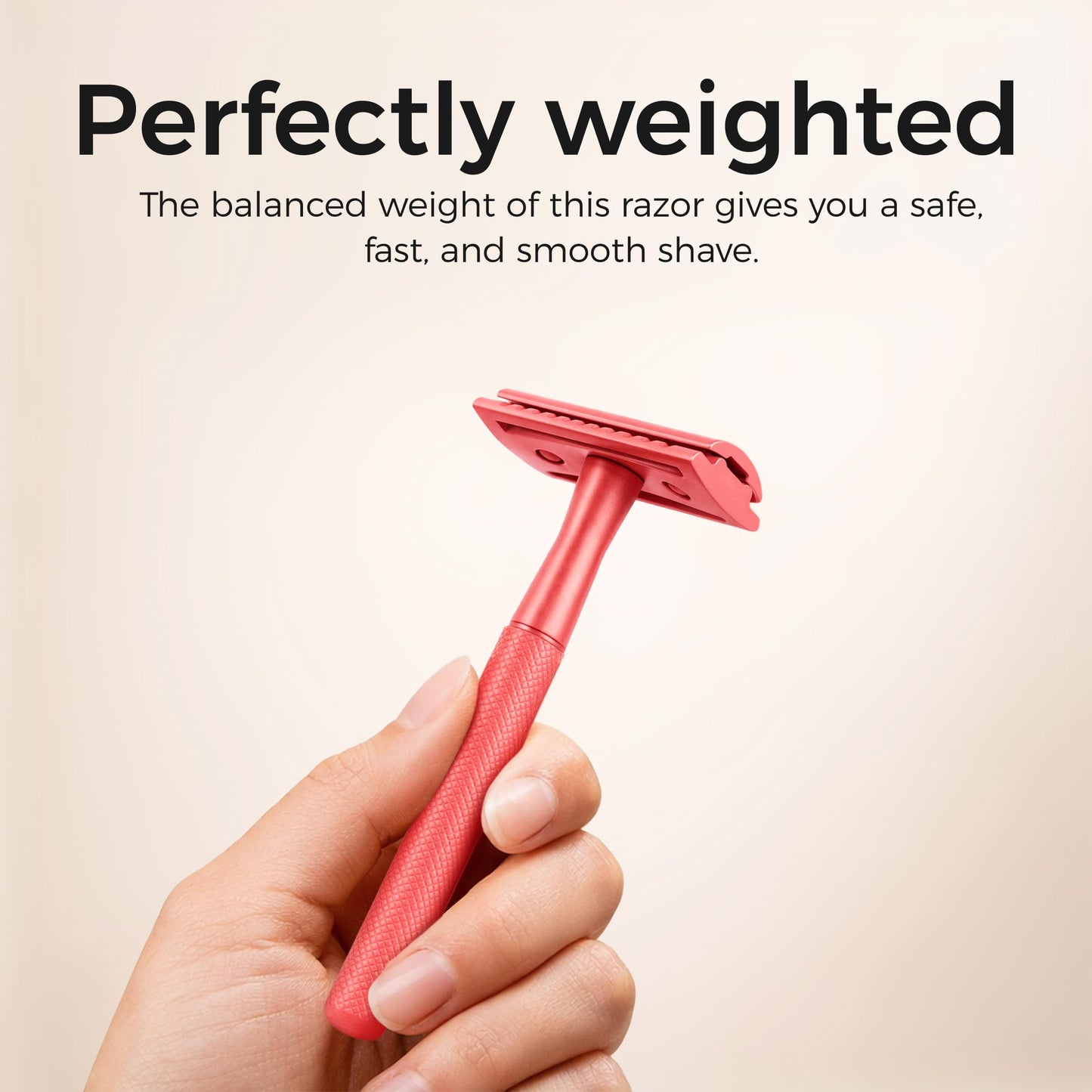 ZOMCHI Single Blade Double Edged Safety Razor with 5 Safety Razor Blades, Metal Razor for Men & Women, Single Blade Razor – Light Coral