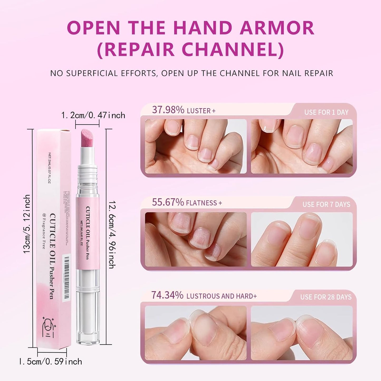Ceramic Cuticle Oil Pusher Pen - 4-in-1 Nail Care Remover with Micro-Dosing Oil | Moisturize & Brighten Dry Nails (1PC)