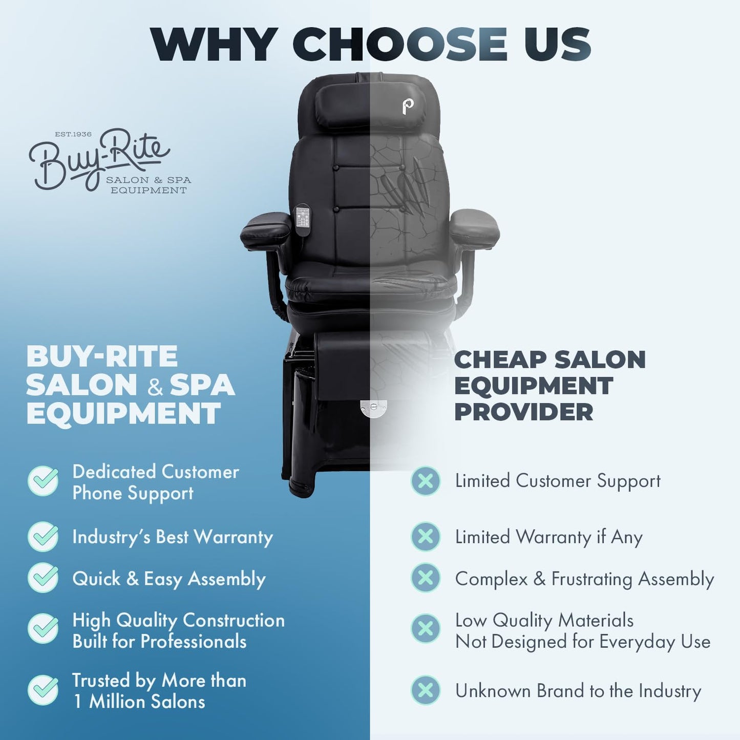 Pibbs PS92 No Plumbing Pedicure Spa Chair with Footsie Bath & Disposable Liners, Reclining Swivel Vibration Chair, Adjustable Footrest & Durable Fiberglass Base, Black, 57"x33"x16", PIB-PS92