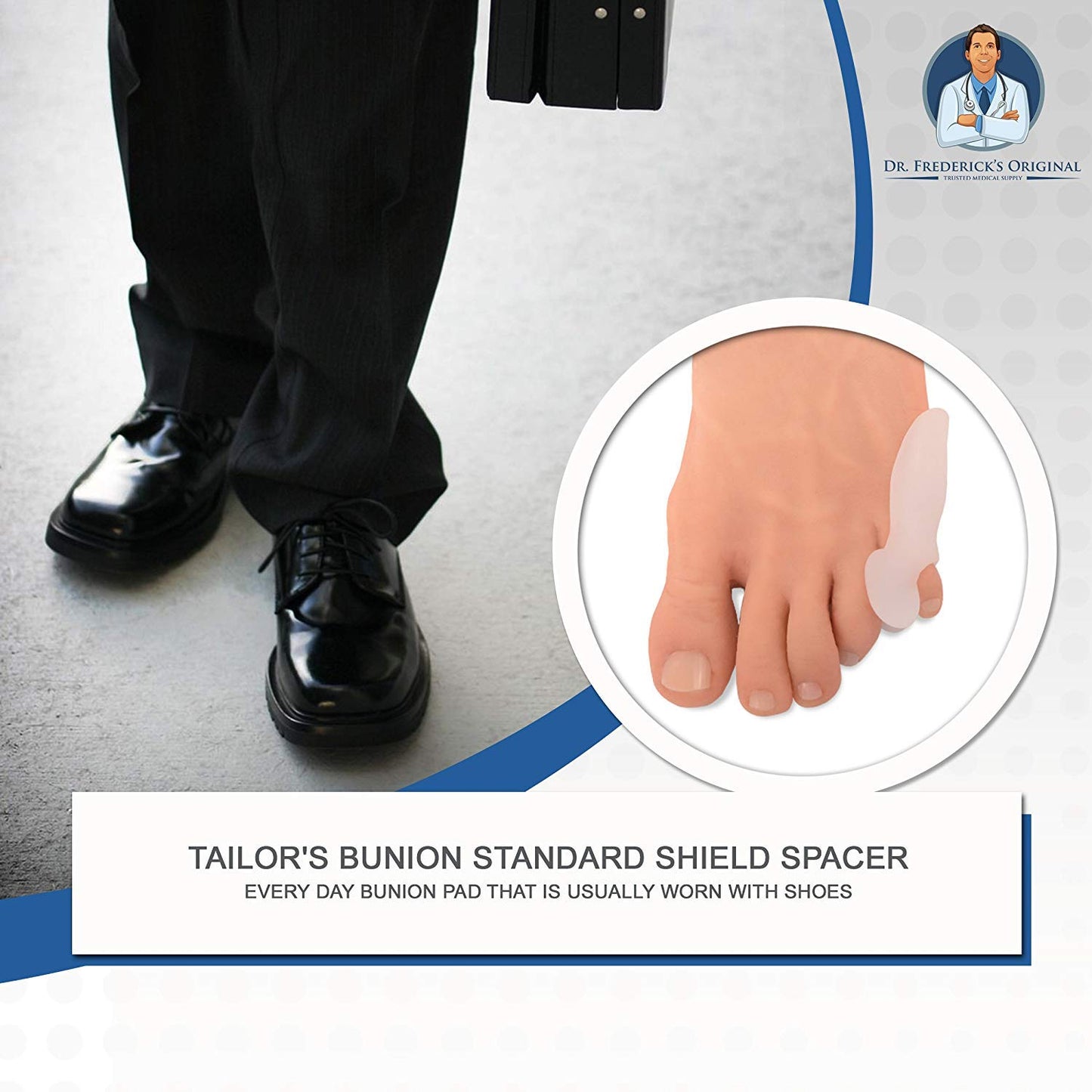 Dr. Frederick's Original Tailor’s Bunion Pads - 6 ct - Soft Gel Shield Spacers for Bunionette Relief - Cushions Pinky Toe & Reduces Friction - Washable, Latex-Free, Doctor-Developed Foot Protectors
