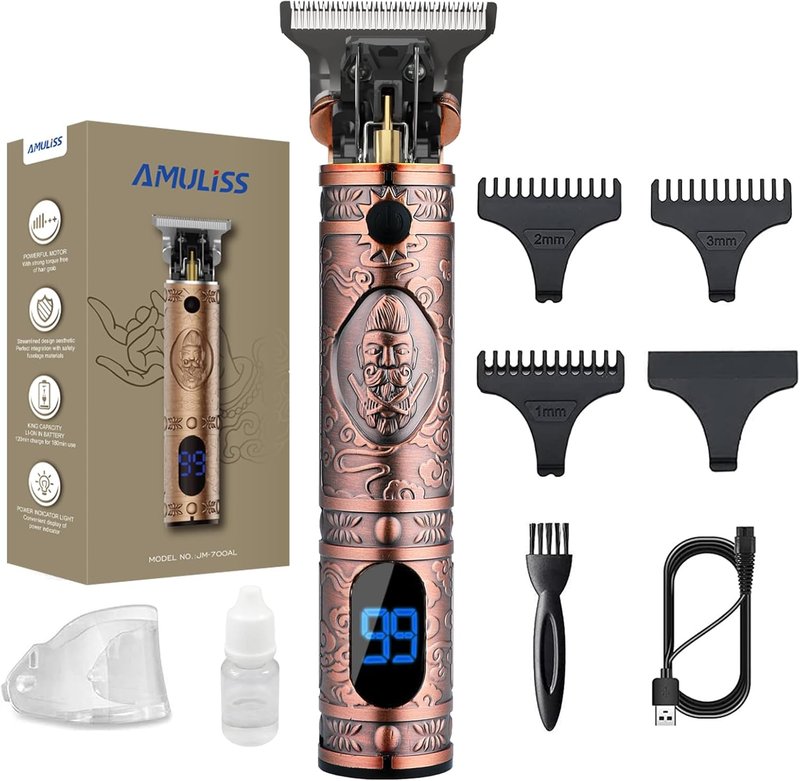 AMULISS Beard Trimmer for Men - Cordless Hair Clippers with LED Display | Professional Grooming Kit