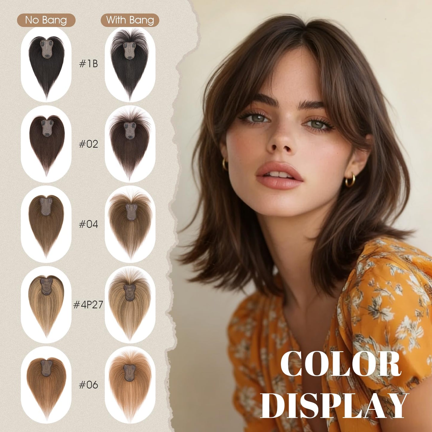 Rich Choices Hair Toppers Real Human Hair for Women 100% Human Remy Toppers With Side Bang Hair Toppers For Thinning Hair No Bang Hairpieces 10 Inch #02 Dark Brown