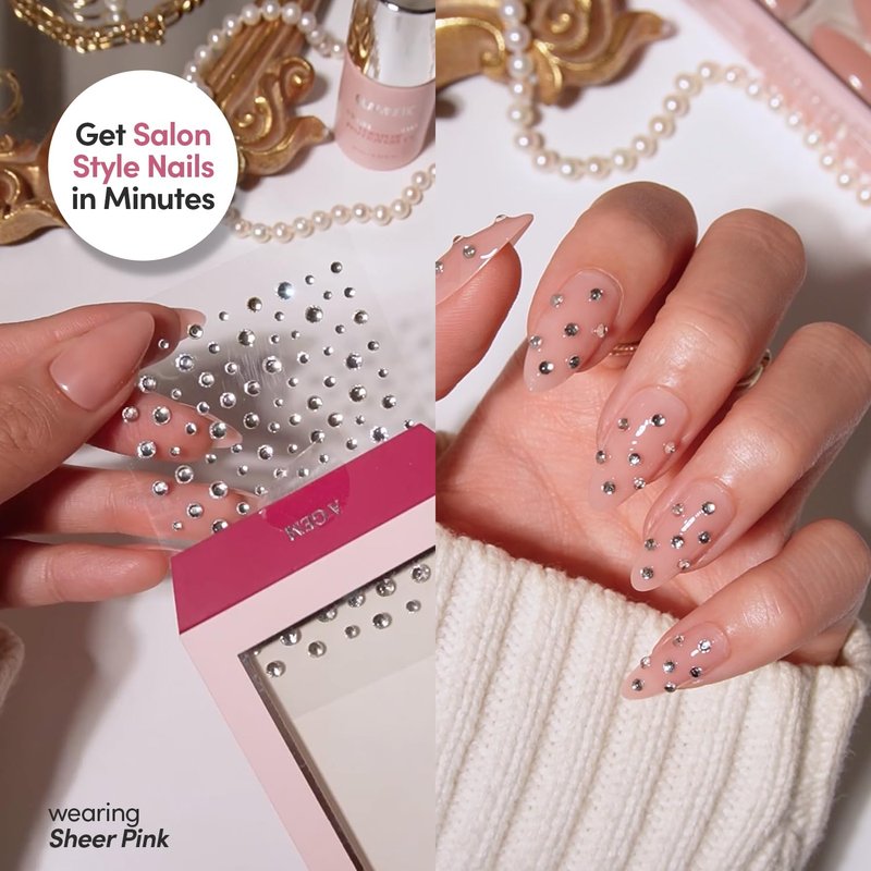 Glamnetic Nail Stickers for Nail Art - A Gem | 3D Gem Adhesive Nail Decals, Customizable | 120 Gems Per Sticker Sheet, 4 Sizes