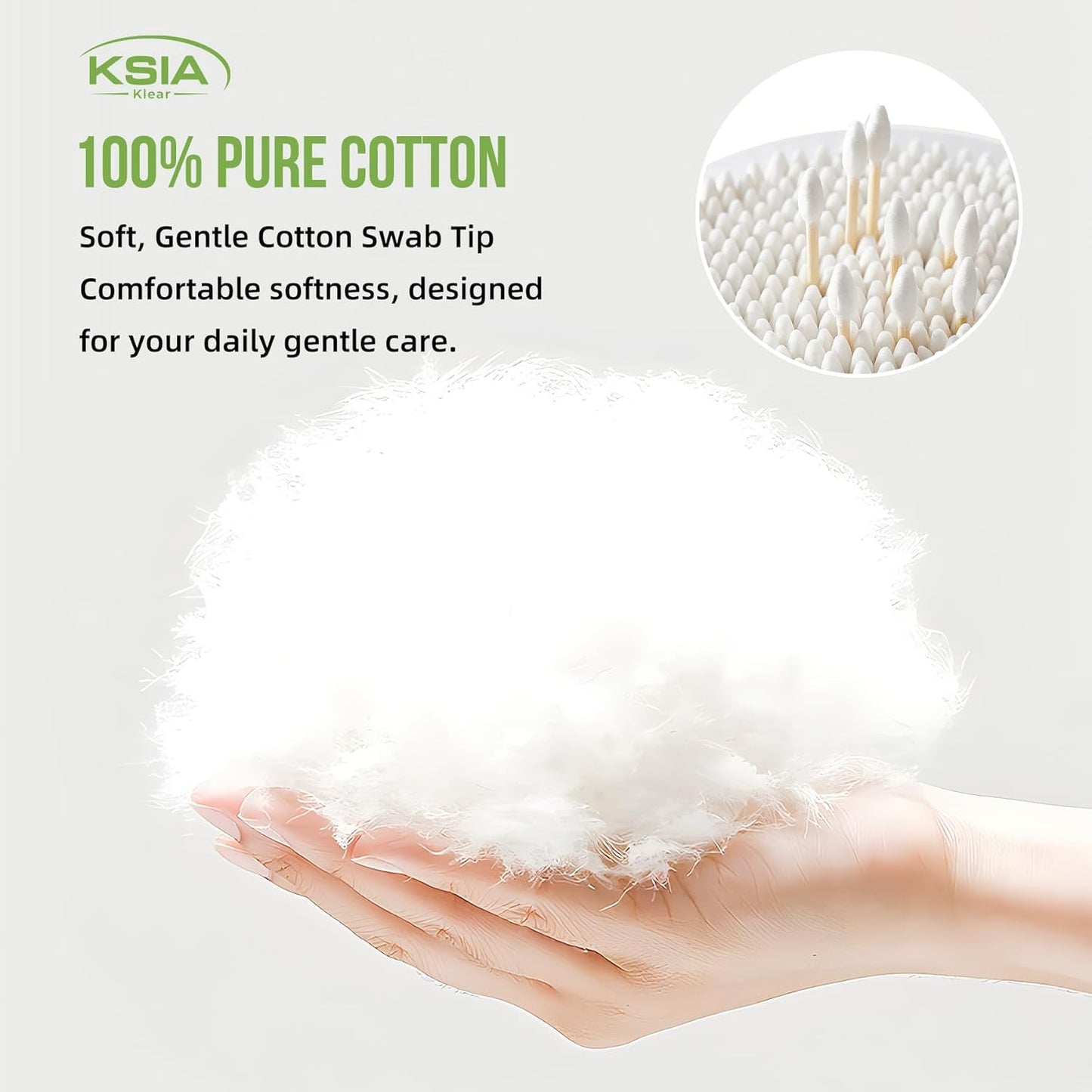 Klear Cotton Swabs - 500 Count Double Tipped Buds for Ears & Makeup | Strong Wooden Sticks, 5 Bags