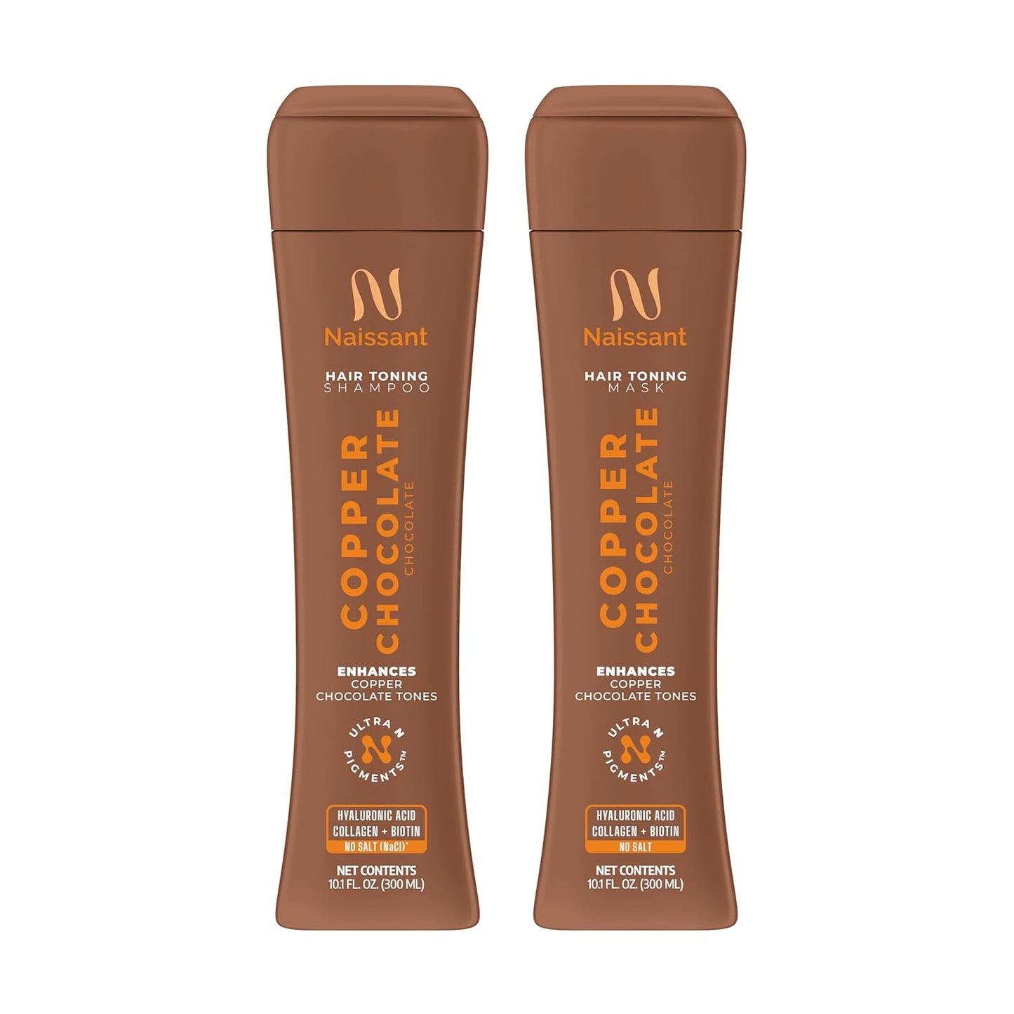 Copper Chocolate Hair Toning Shampoo & Mask Set - Revive Copper-Brown & Chocolate Tones | Hyaluronic Acid, Biotin & Collagen | 2 x 10.1 Fl Oz