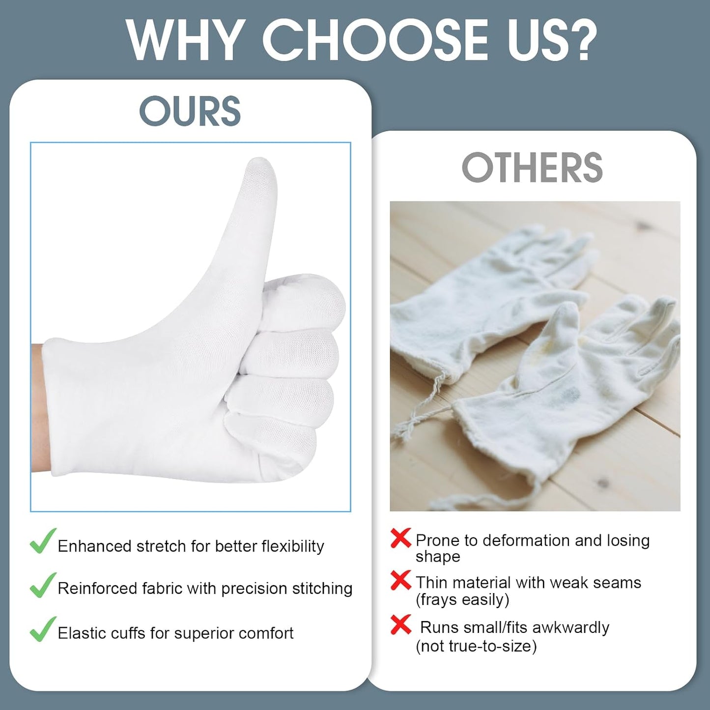 Moisturizing Cotton Gloves for Dry Hands & Eczema - 24 Pcs Stretchy & Breathable | Unisex Spa & Jewelry Inspection
