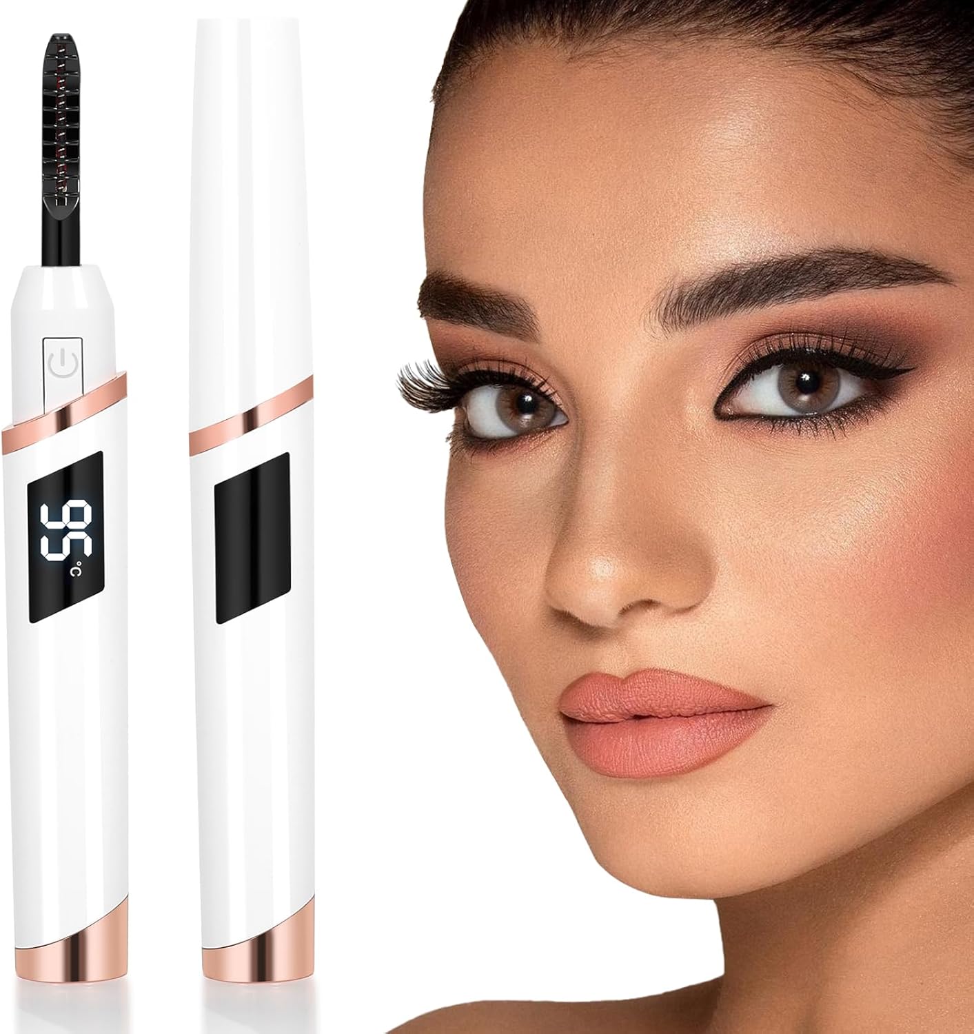 Heated Eyelash Curler - Electric Lash Curler with Fast 10s Heating | 4 Adjustable Temperatures, USB-C Rechargeable, Travel-Friendly