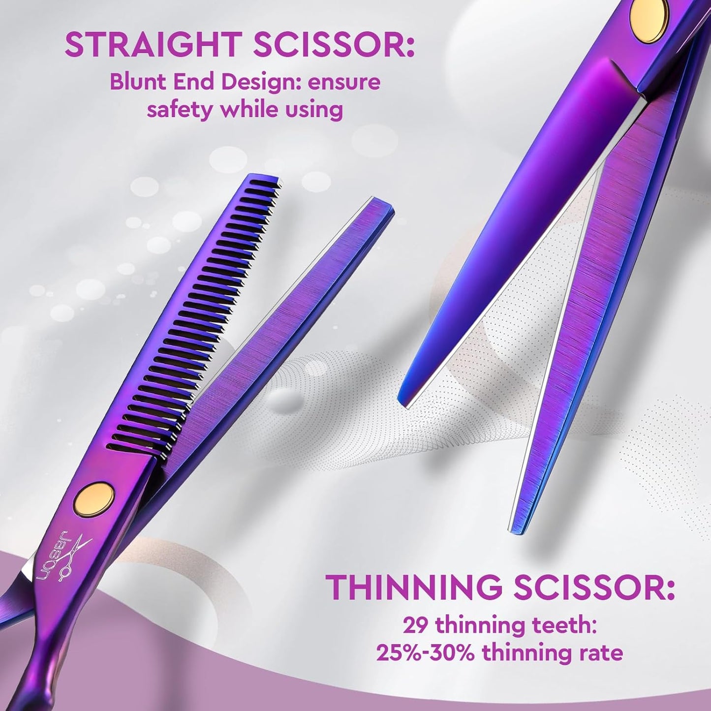 Professional Hair Cutting Scissors Set - 10 PCS with Thinning Shears & Straight Shears for Men and Women | Purple