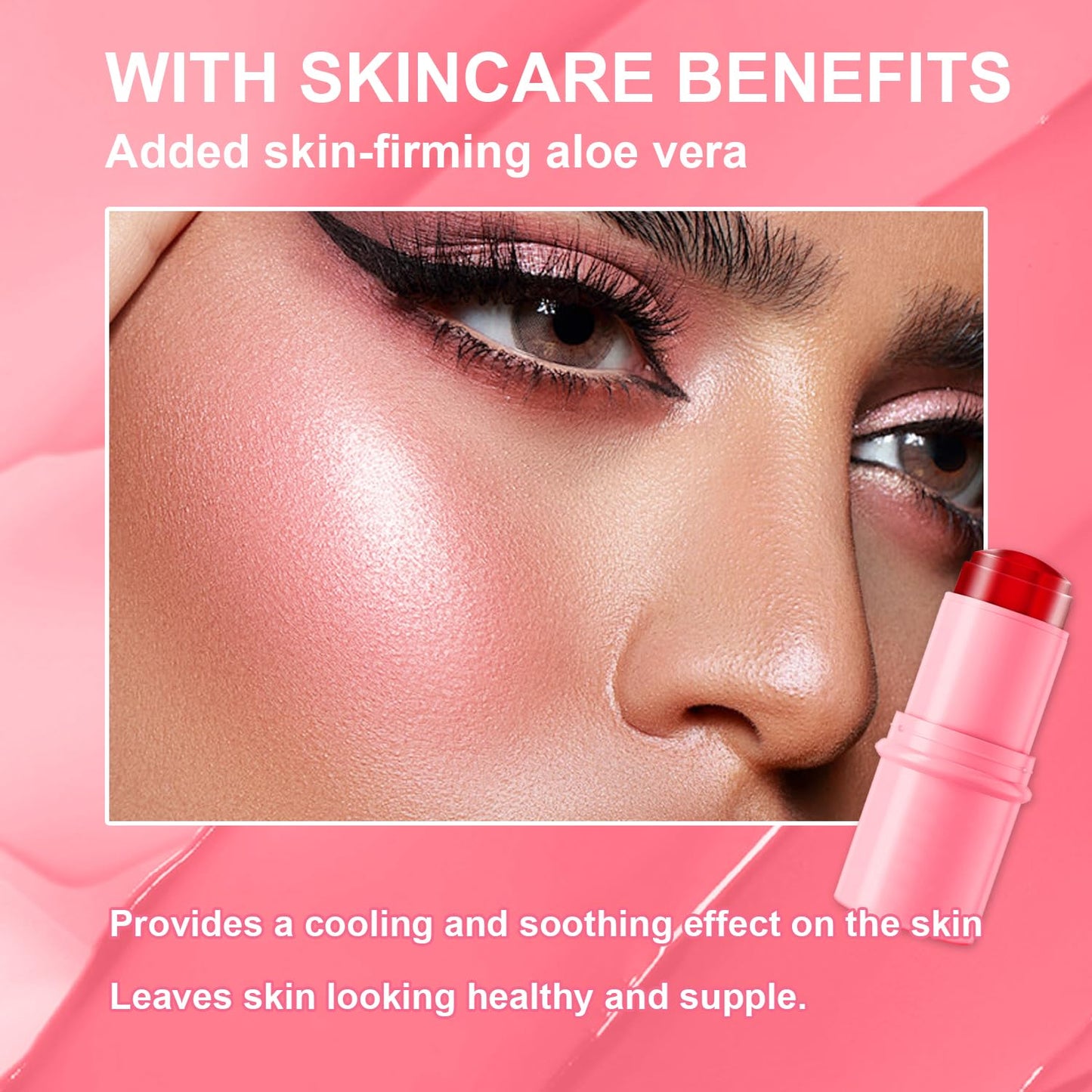 3 Pcs Jelly Blush Contour Stick for Cheeks Eyes Lips Lightweight Dewy Finish Blush Stick Waterproof Long Lasting Contour Trio Wand Face Makeup Set for Wome (3PCS)