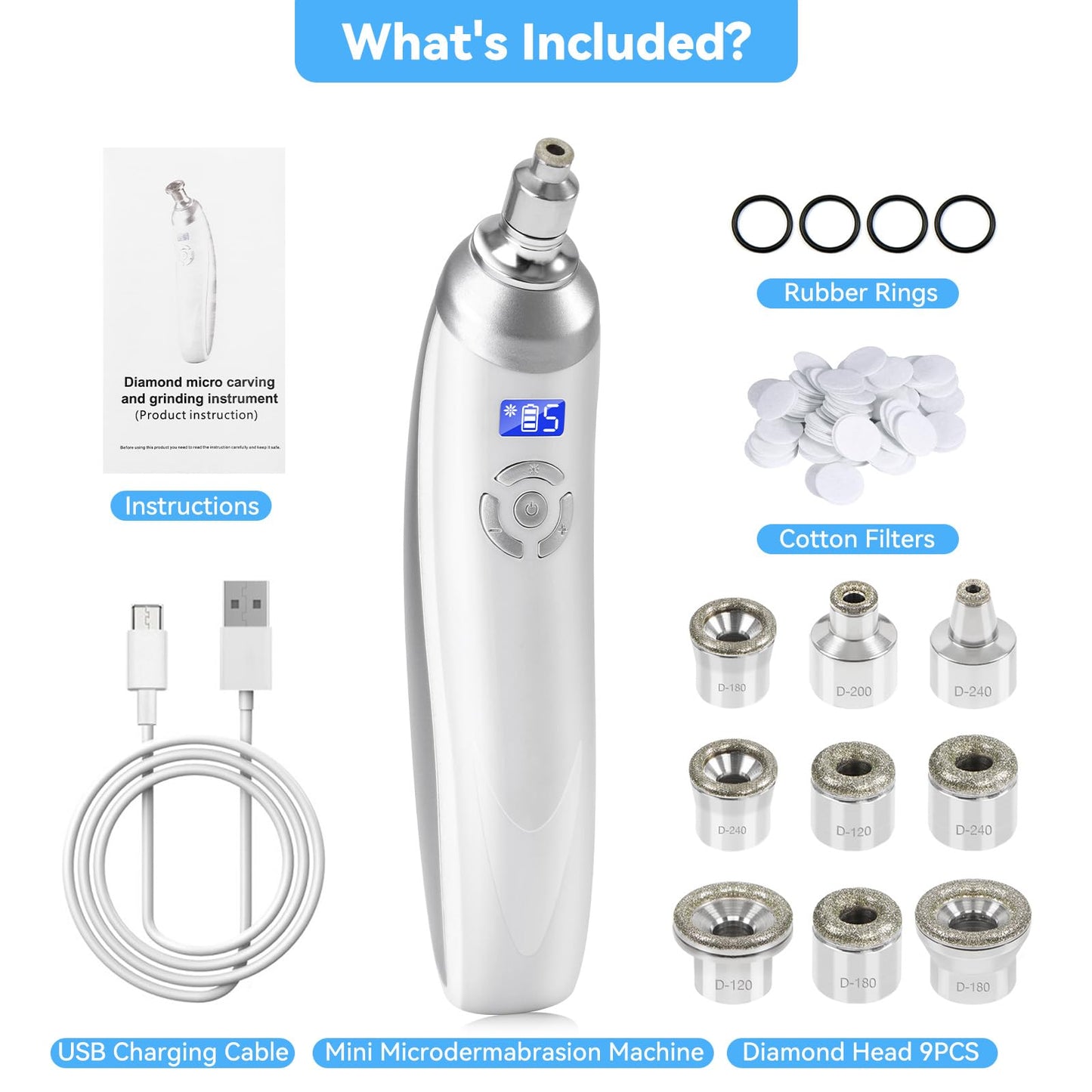 Upgraded Diamond Micro-Dermabrasion Facial Machine, Professional Facial Deep Cleasing Tool, Home Use Facial Skin Care Equipment