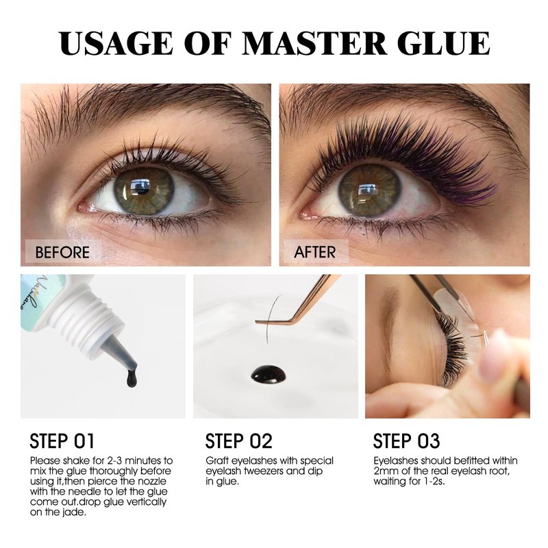 NATUHANA Eyelash Extension Glue 1 Sec Drying (0.17fl.oz / 5ml)/Up to 8 Weeks Retention,Waterproof Lash Extension Glue for Adhesive Professional Use Only,Black