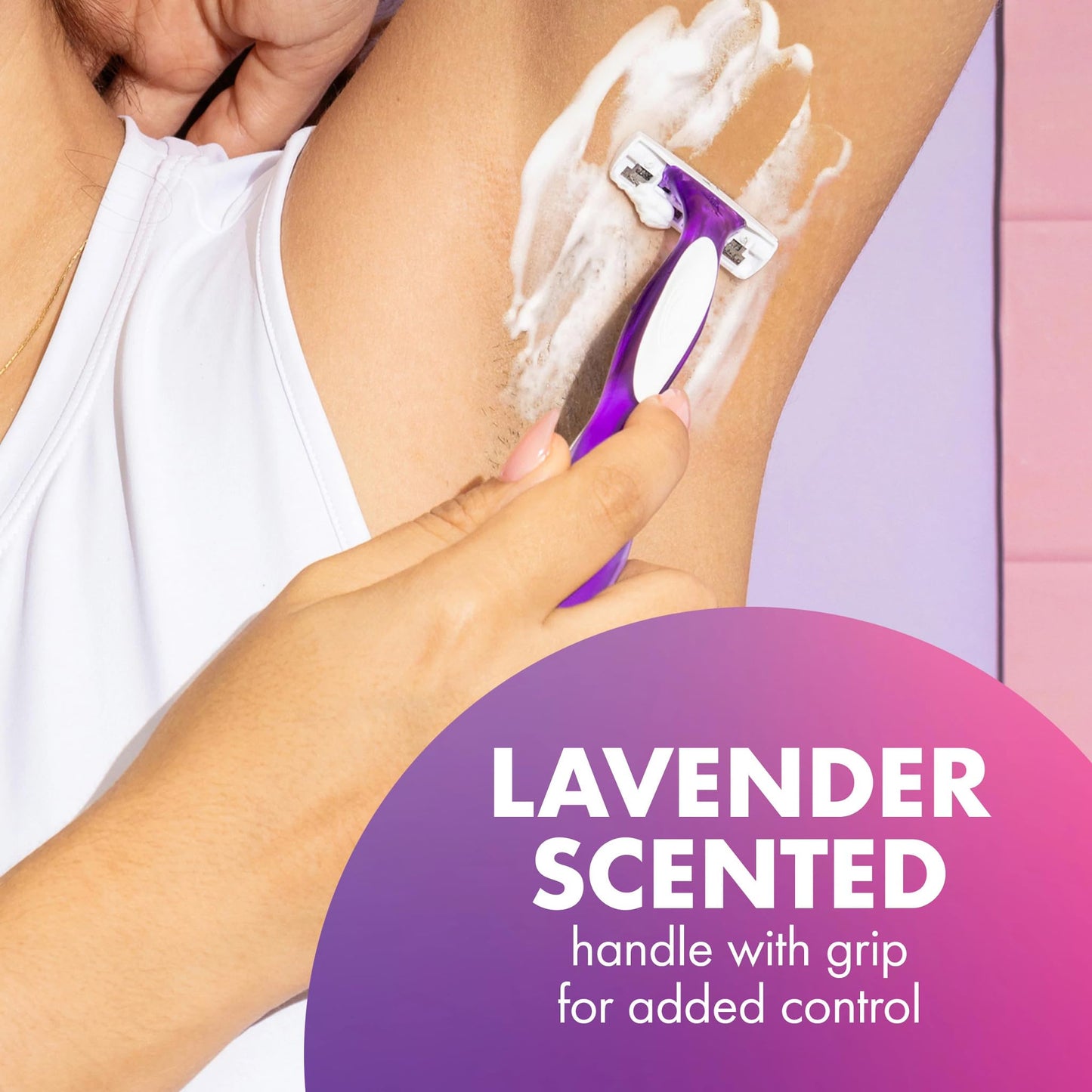 BIC Soleil 3 Scented Women's Disposable 3-Blade Razors, Moisture Strip with Vitamin E and Lavender Scented Handles, 4-Pack