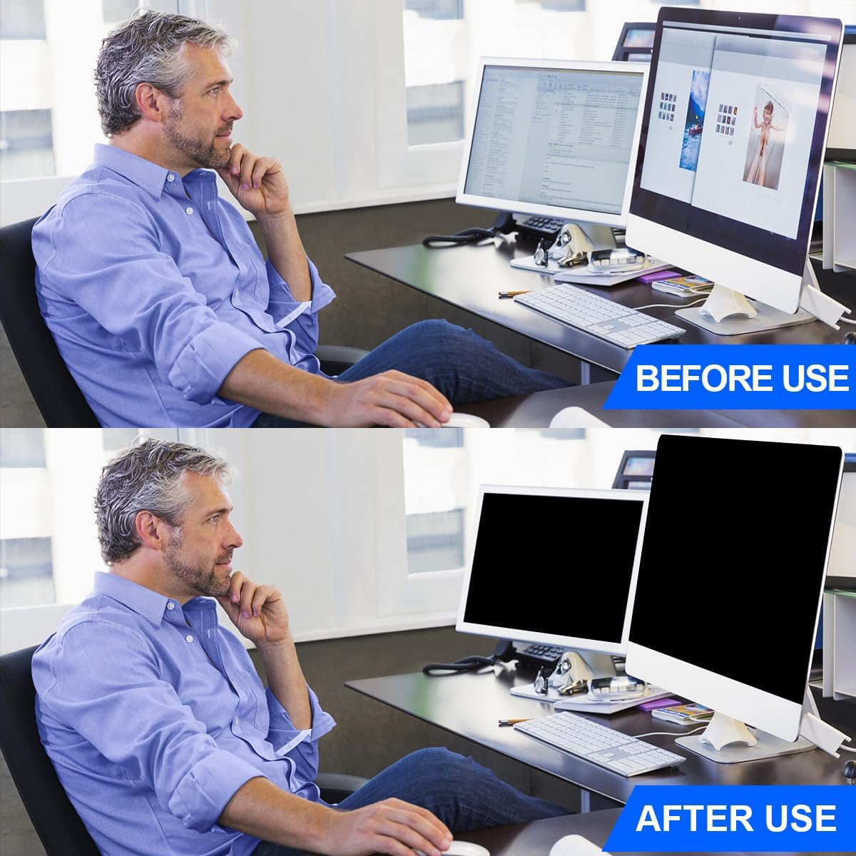 27" Computer Privacy Screen Filter - Anti-Glare Widescreen Monitor Protector | 16:9 Aspect Ratio, 2-Pack