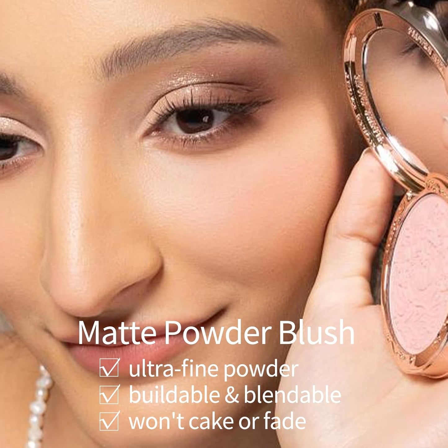 Strawberry Rococo Blush - Peach Pink Matte Powder for Cheeks | Buildable & Long-Lasting Makeup, 0.17 Oz