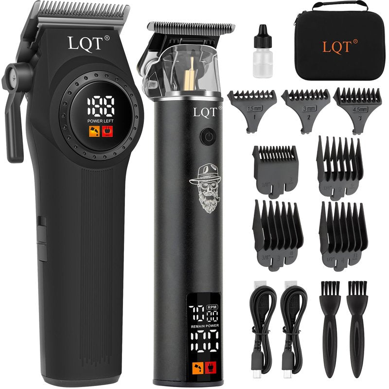 LQT Hair Clippers Professional Cordless for Men, Barber Clippers for Hair Cutting Kit, Wireless LCD Display Hair Trimmers Set, Rechargeable Haircut Machine Gifts for Family