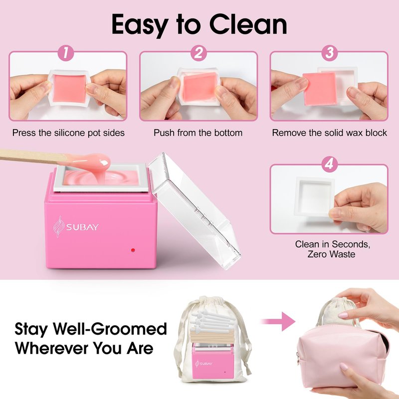 Nose Wax Kit Men, Cordless Mini Wax Warmer for Eyebrow Ear Hair Removal, Waxing Kit for Women Men with 100g Beads, 6 Applicators, 6 Nose Sticks, Storage Bag, Waxer Melter Machine for Home Travel Use