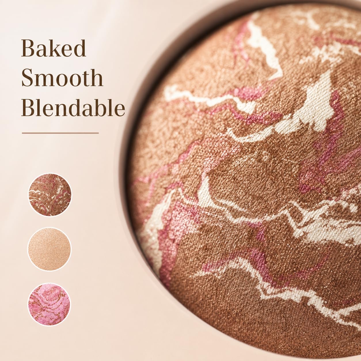Baked Face & Eye Makeup Palette - Bronzer, Blush, 2 Highlighters & 3 Eyeshadows | Smooth Blendable Powder, Neutral Shades, Travel Compact Gift Set for Women