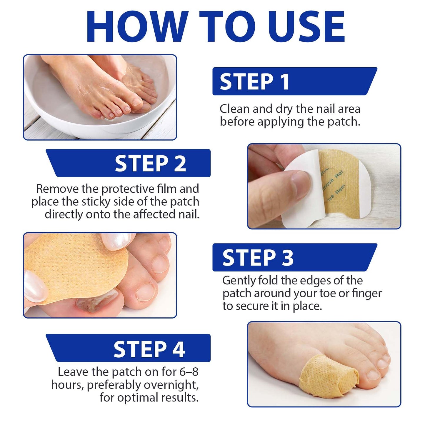 Nail Care Extra Strength - 32 Pcs Nighttime Nail Patches, Overnight Toe Nail Care for a Healthy Appearance, 8-Hour Moisturizing & Nourishing for Toenail, Suitable for Women & Men (1PC)