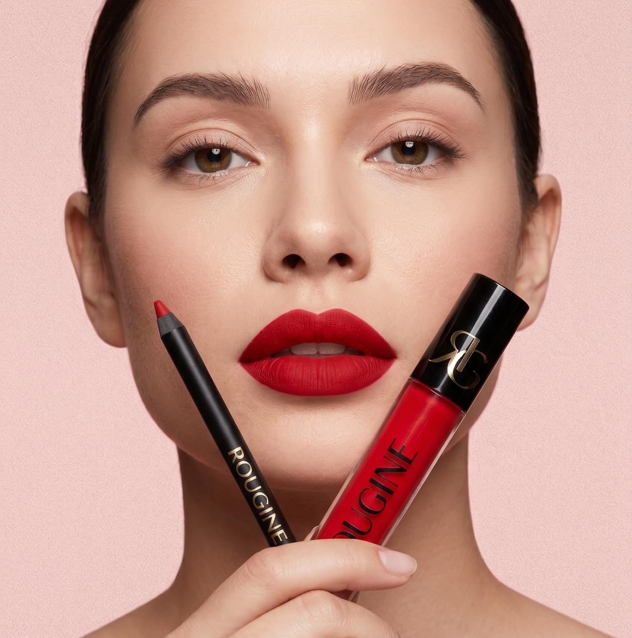 Matte Lipstick & Lip Liner Combo - All Day Wear Red Love Shade | Long-Lasting, Waterproof, Smudge-Proof Formula with Vitamin E & Shea Butter