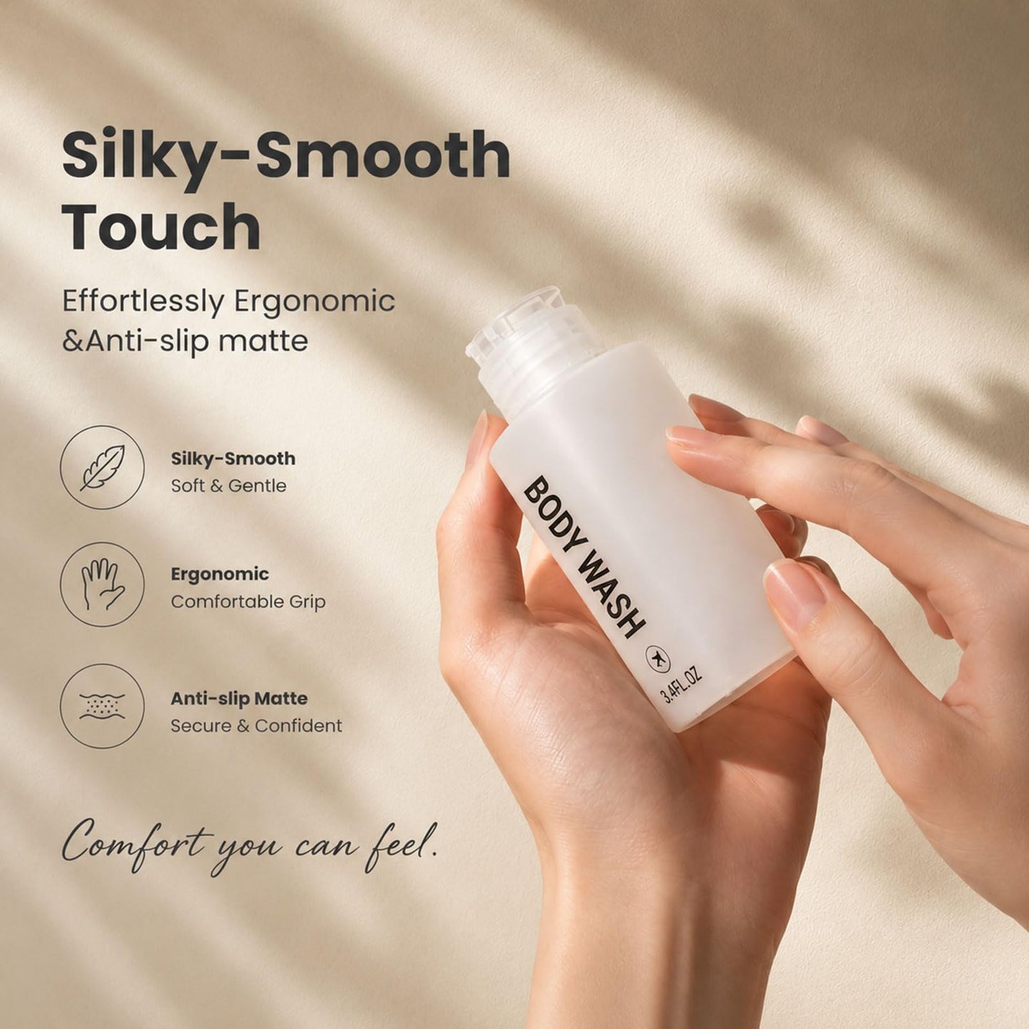 Decorniqu Travel Bottles for Toiletries 14PCS 3.4oz Pre-Printed Shampoo, Conditioner, Body Wash, Wide Mouth Containers TSA Approved 2oz Travel Spray Bottle Leak Proof 0.35oz Plastic Cream Jars(White)