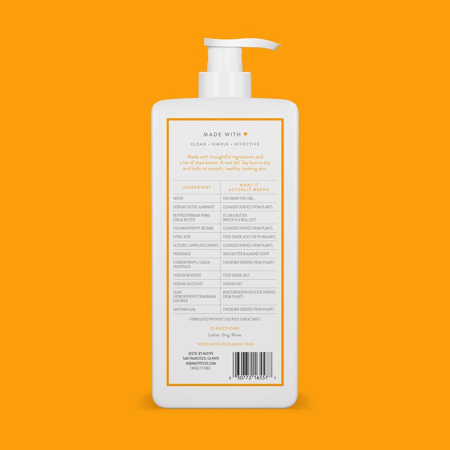 Moisturizing Body Wash - Naturally Derived Ingredients | Sulfate & Paraben Free, Shea Butter & Almond, 18 oz
