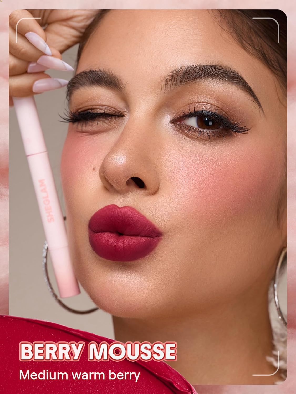 Marshmallow Puff Lip Blur Pen | Matte Lipstick for Long-Lasting Hydration - 331 Berry Mousse