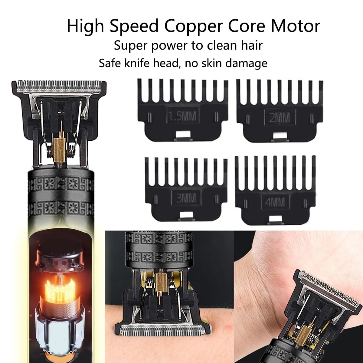 Hair Clippers for Men, Cordless Hair Clippers, Travel Small Hair Clippers 5.7" Hair Trimmer Classical Sculpting Styling Rechargeable Hair Remover with 6 Pieces Earpick (Black)