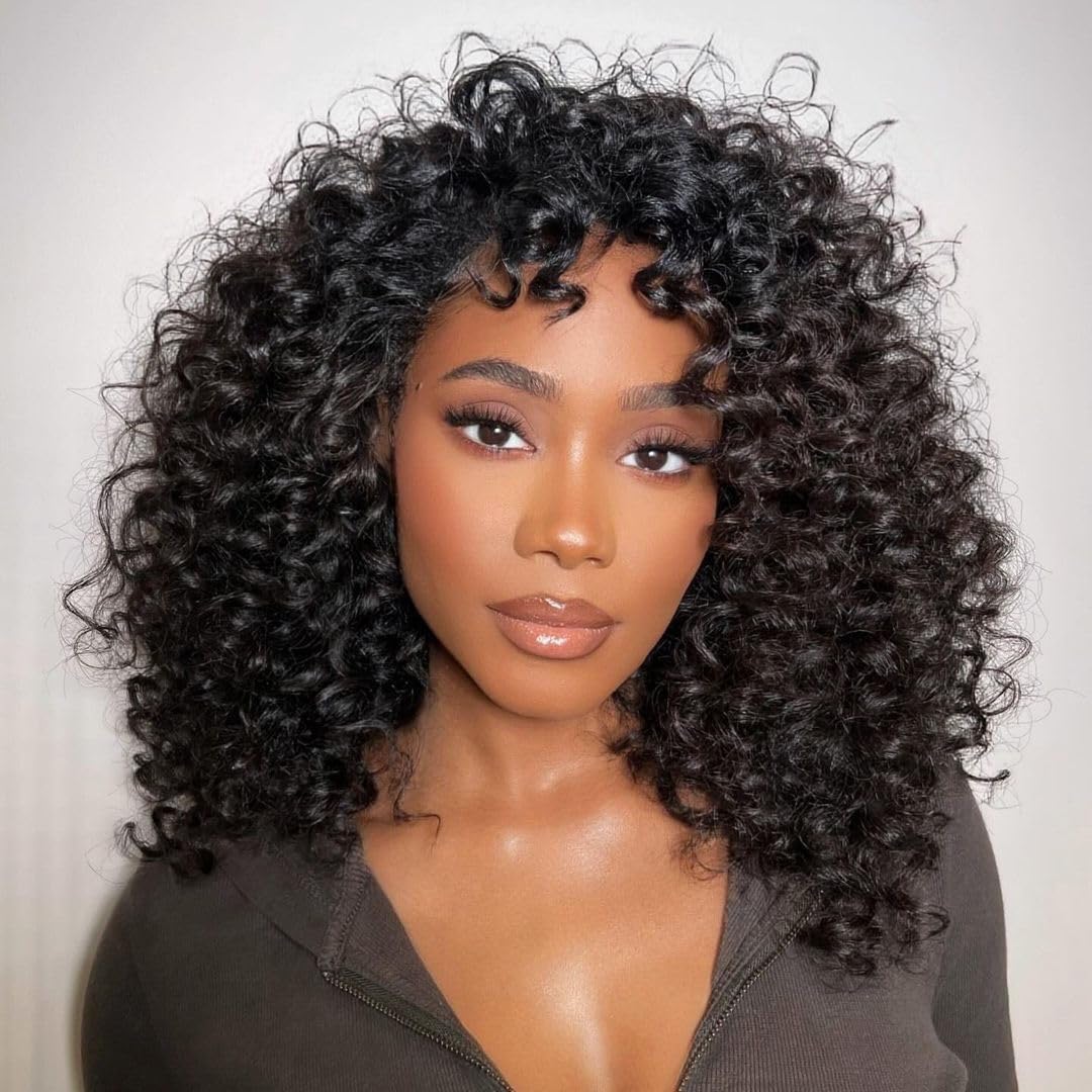 Burmese Curly Half Wig - 12 Inch Glueless Human Hair | 200% Density, Beginner Friendly