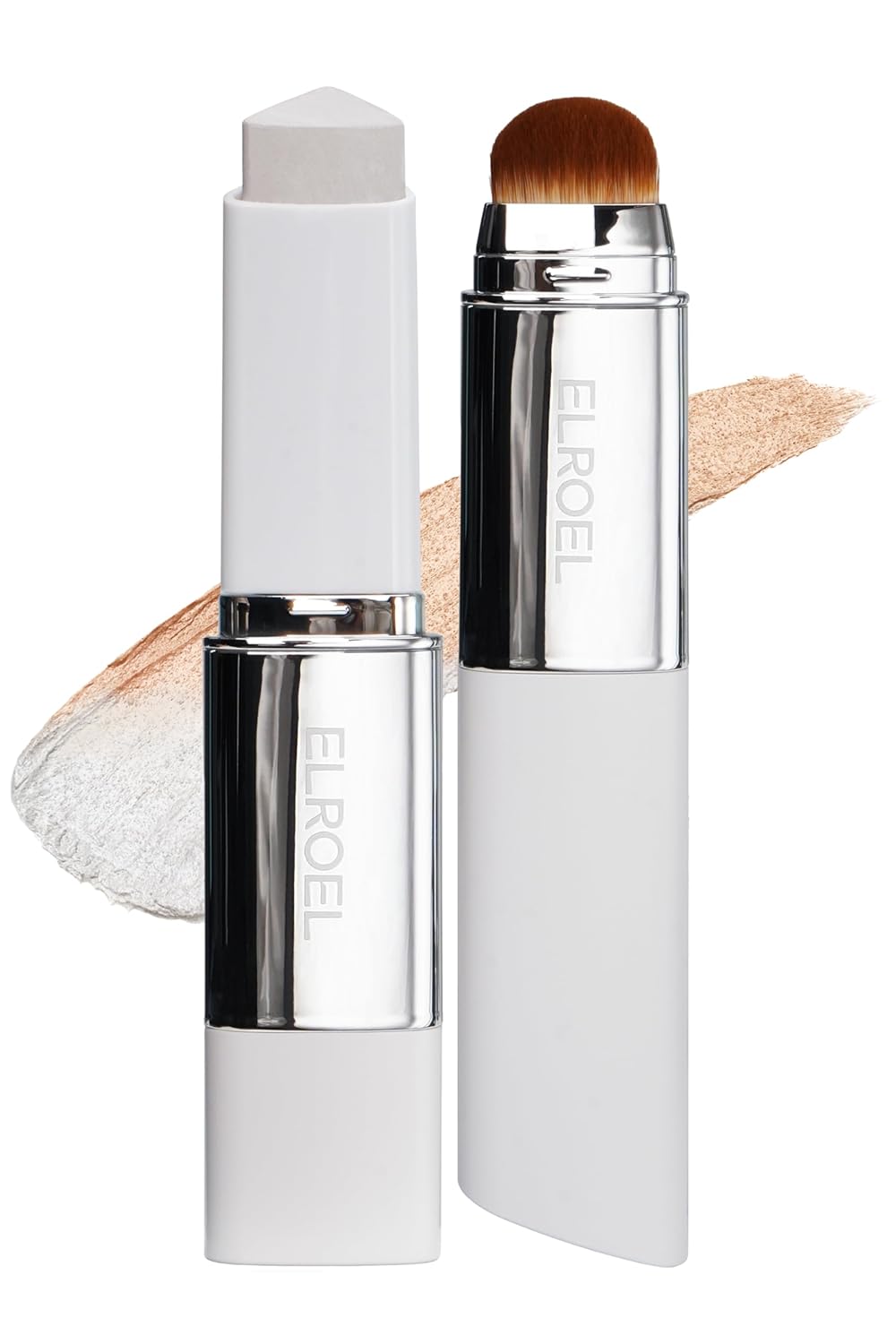 ELROEL Blanc Cover Cream Stick - Korean Color-Changing Foundation with Volufiline | Medium to Full Coverage, Dewy Finish (203 Medium)